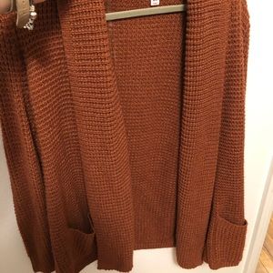 Burnt orange waffle knit sweater